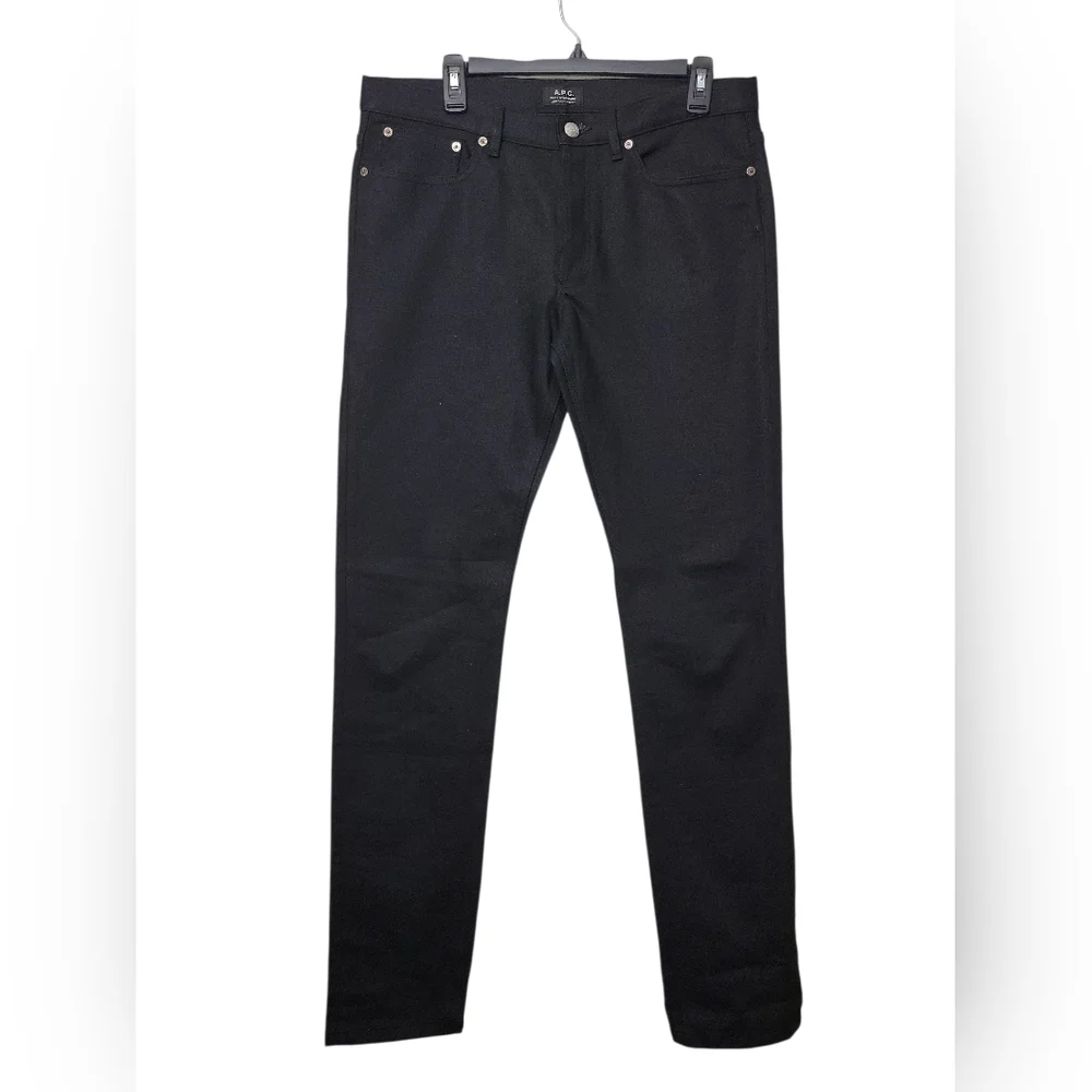 A.P.C. Petit Standard Black Jeans Size 33 Stretch Denim Slim Straight - Picture 2 of 8